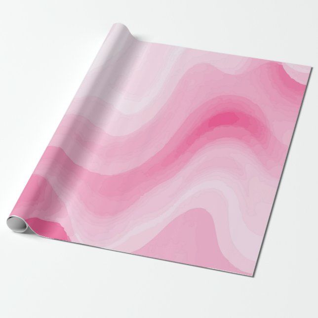 Papel De Presente Padrão de redemoinho de aquarela rosa e branco (Desenrolado)