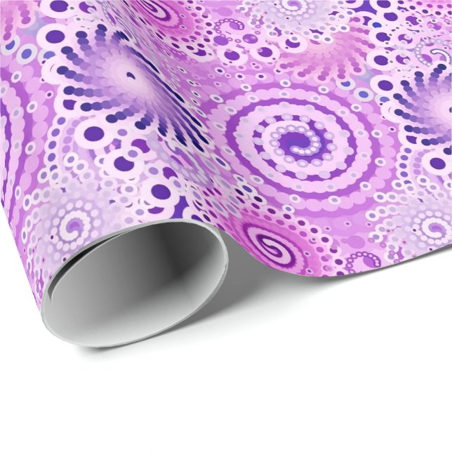 Papel De Presente padrão de redemoinho fractal, violeta, orquídea (Ponta do rolo)