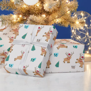 Papel De Presente Padrão de Reinador de Natal Bonito
