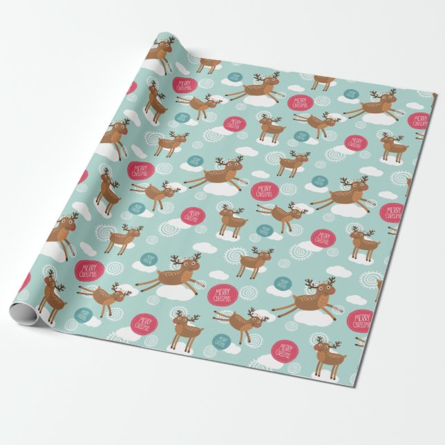 Papel De Presente Padrão de Reindeer de Natal (Desenrolado)