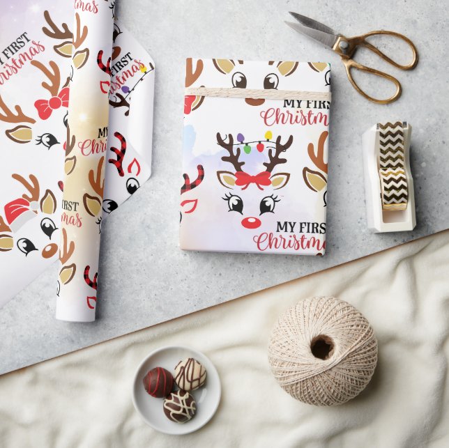 Papel De Presente Padrão de Reindeer de Natal (Artesanato)