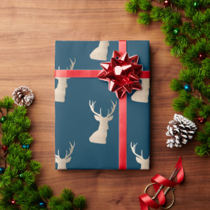 Papel De Presente Padrão de renas de Natal elegante rosa