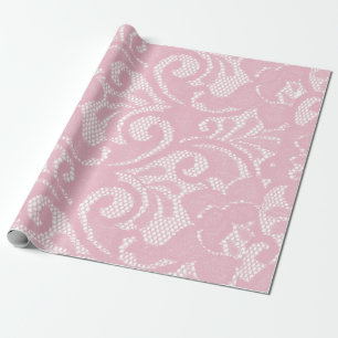 Papel De Presente Padrão de Renda Rosa Bonito