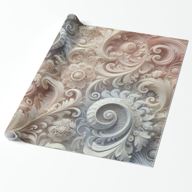 Papel De Presente Padrão de rendas de Pastel de gradiente elegante (Desenrolado)