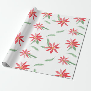 Papel De Presente Padrão de repetição da flor da poinsettia verme