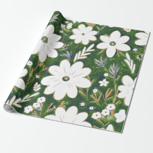 Papel De Presente Padrão de retrorreflecção branca verde profunda do