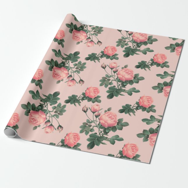 Papel De Presente Padrão de rosa (Desenrolado)