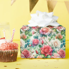 Papel De Presente Padrão de Rosa Caprichosa