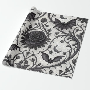 Papel De Presente Padrão de Rosa Gótica Escura (3)