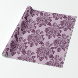 Papel De Presente Padrão de Rosa Mauve Antique