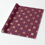 Papel De Presente Padrão de rosa vintage Paris Borgonha e dourado<br><div class="desc">Papel de embrulho vintage Paris borgonha vermelho e dourado com rosas francesas.</div>