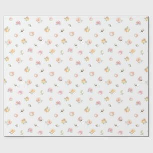Papel De Presente Padrão de Rosas Bege Rosa Pastel Aquarela Elegante