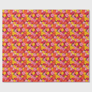Papel De Presente Padrão de Rosas Coloridas Florais Fundo