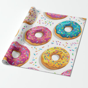 Papel De Presente Padrão de Rosquinha Girly