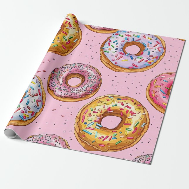 Papel De Presente Padrão de Rosquinha Whimsical (Desenrolado)