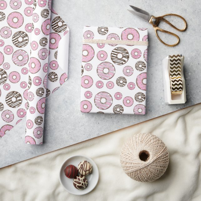 Papel De Presente Padrão De Rosquinhas, Rosquinhas Rosa, Rosquinhas  (Artesanato)