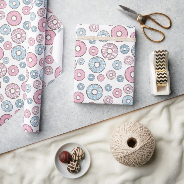 Papel De Presente Padrão De Rosquinhas, Rosquinhas Rosa, Rosquinhas  (Artesanato)