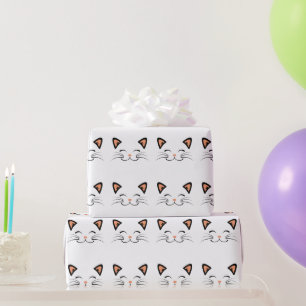 Papel De Presente Padrão de rosto de gato sorridente minimalista Kaw