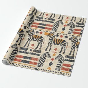 Papel De Presente Padrão de Safari Tribal Boho Zebra