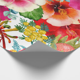 Papel De Presente Padrão de Sangue Tropical Quente