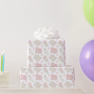 Papel De Presente Padrão de Sapatos de Coelho Rosa Fofo