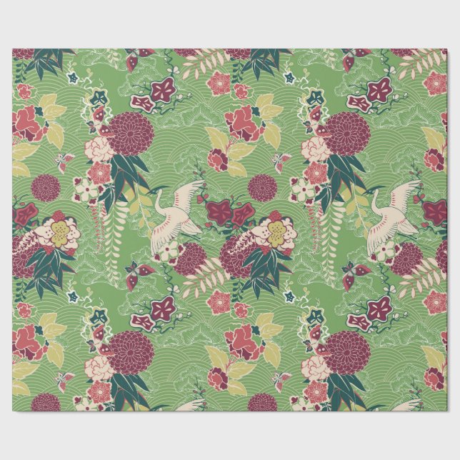 Papel De Presente Padrão de seda oriental colorida (Barra)