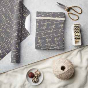 Papel De Presente padrão de seta boho minimalista azul e amarelo