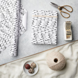 Papel De Presente Padrão de seta boho minimalista preto e branco