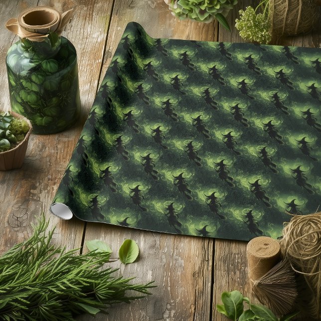 Papel De Presente Padrão de Silhouette de Bruxa Despertada (Criador carregado)