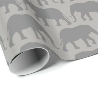 Papel De Presente Padrão de Silhouettes de Elefante Africano