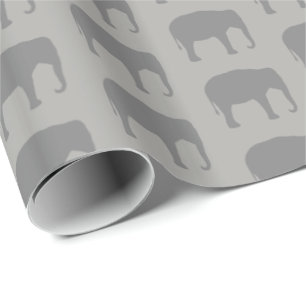 Papel De Presente Padrão de Silhouettes de Elefante Asiático