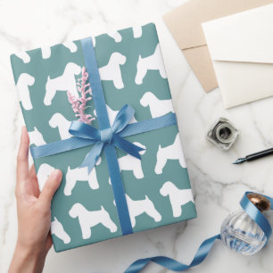 Papel De Presente Padrão de Silhouettes de Terrier, com revestiment