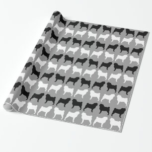 Papel De Presente Padrão de Silhuetas de Pug