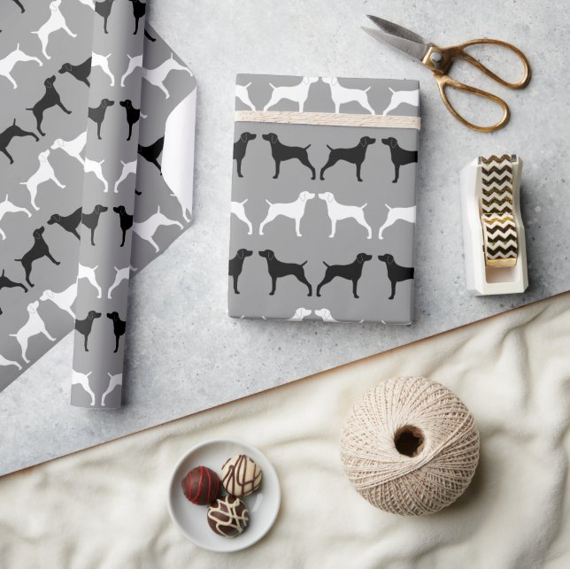 Papel De Presente Padrão de Silhuettes Cachorros do Weimaraner (Artesanato)