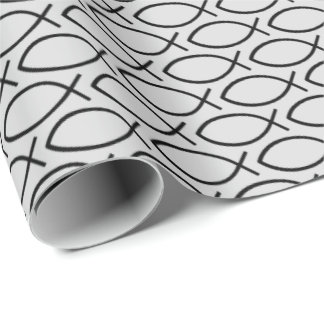 Papel De Presente Padrão de Símbolo Cristão Ichthys