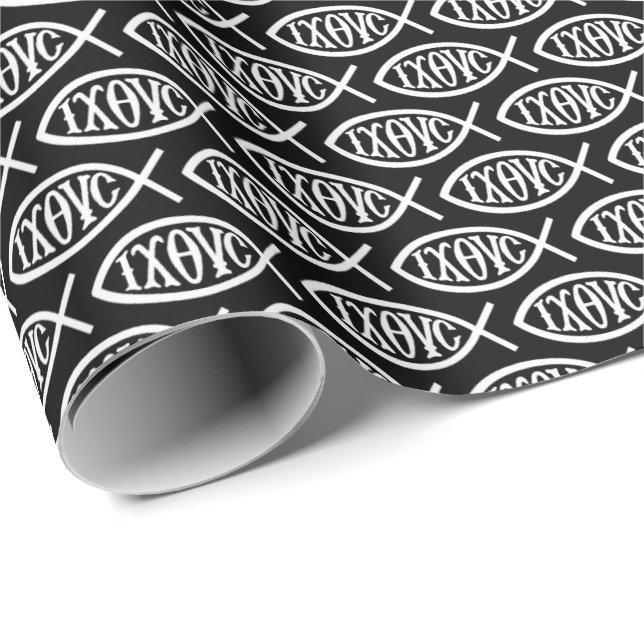 Papel De Presente Padrão de Símbolo Cristão Ichthys (Ponta do rolo)