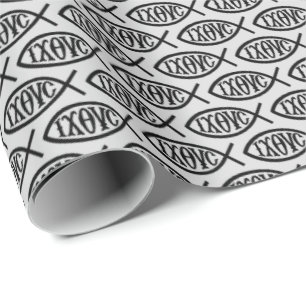 Papel De Presente Padrão de Símbolo Cristão Ichthys