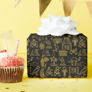 Papel De Presente Padrão de Símbolo Hieroglífico Egípcio