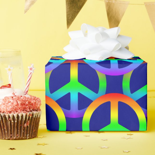 Papel De Presente Padrão de Sinal de Paz do Arco-Íris (Festa de aniversário)