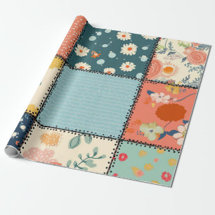 Papel De Presente Padrão de Sistema Floral Whimsical