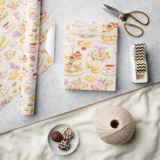 Papel De Presente Padrão de Sobremesa para Chá da Tarde (Artesanato)