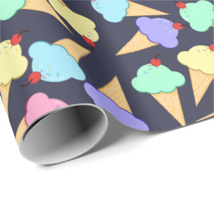 Papel De Presente Padrão de Sorvete colorido bonito