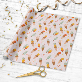 Papel De Presente Padrão de Sorvete de Verão Fofo