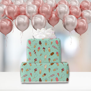 Papel De Presente Padrão de Sorvete Iummy   Mint Green