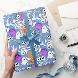 Papel De Presente Padrão de spookiness do Dia das Bruxas 01 L BLue B