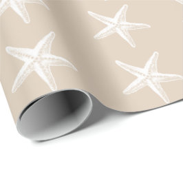 Papel De Presente Padrão de Starfish Branco
