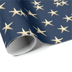 Papel De Presente Padrão de Starfish no fundo sólido