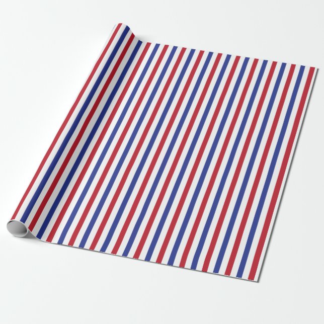 Papel De Presente Padrão de Strike Vermelho Branco e Azul Patriótico (Desenrolado)