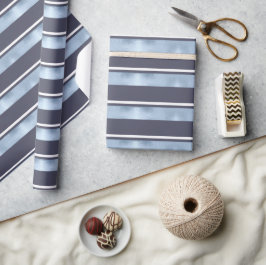 Papel De Presente Padrão de Stripe de Natal Blue ID862
