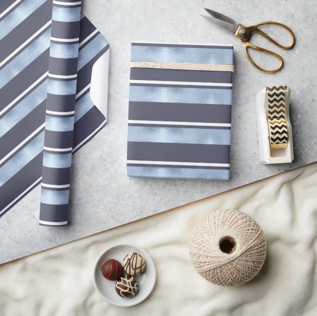 Papel De Presente Padrão de Stripe de Natal Blue ID862 (Artesanato)